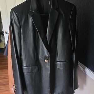 Zara Black Leather Blazer